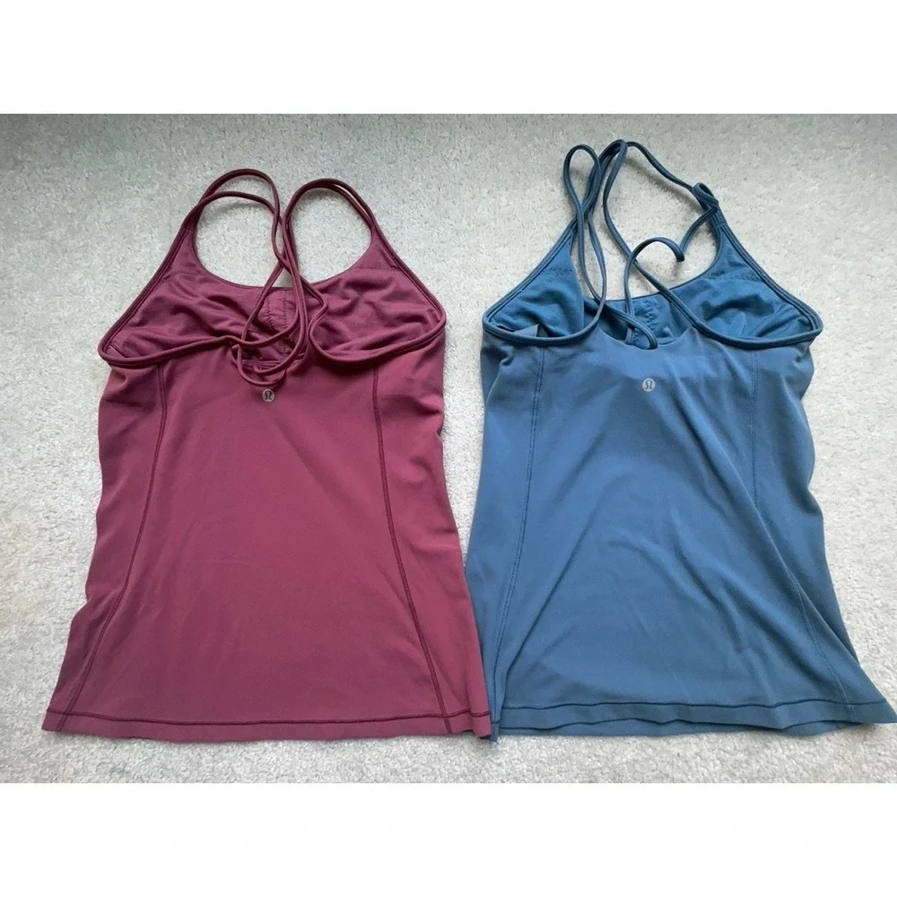 2PC- Lululemon Size 6 Lululemon Free To Be Tank *Nulu Misty Merlot/Slat Blue